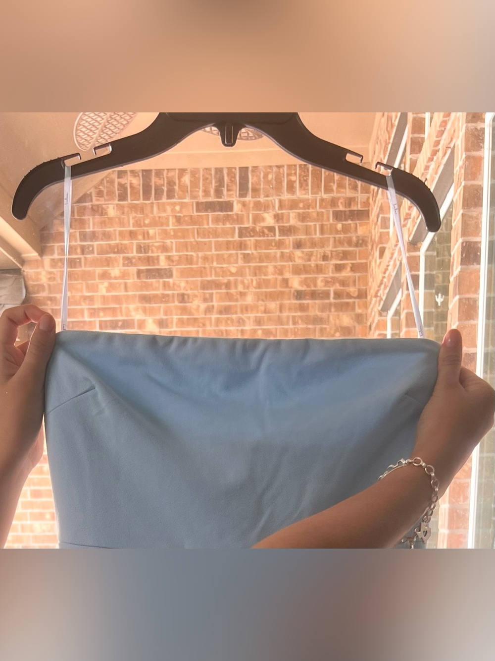 NWT Lulus After Hours Light Blue Strapless Ruffled Slit Maxi Dress 🐝 - Picture 2 of 8